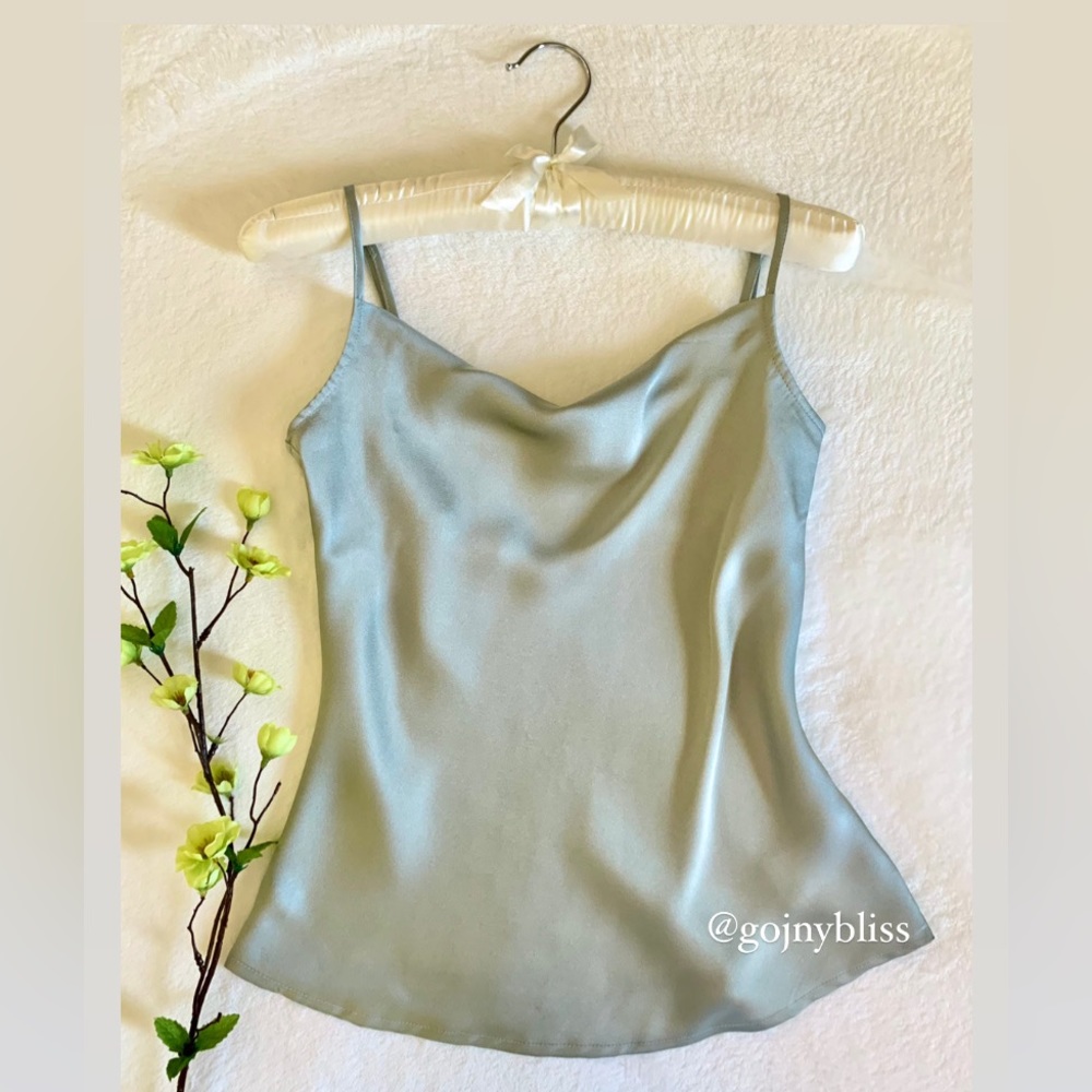 EXPRESS • Satin Silky Cowl Neck Draped Light Sea Green Cami • Womens XS